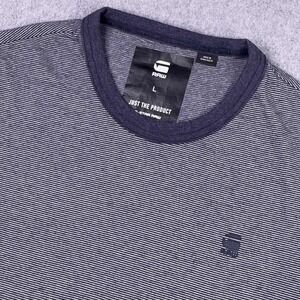 G-Star‎ RAW Vendak T-Shirt Men's Size Large Navy Striped Short Sleeve Chest Logo
